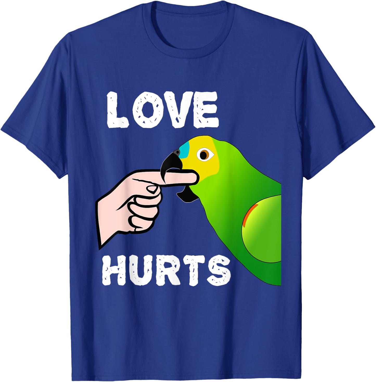 Love Hurts Blue Fronted Amazona Parrot T-Shirt - T-Shirt | Royal