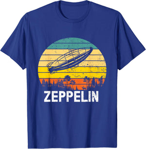Retro Zeppelin 70s Dirigible Blimp Airship Zepelin Zepplin T-Shirt - T-Shirt | Royal