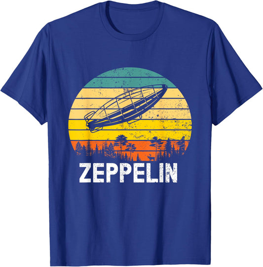 Retro Zeppelin 70s Dirigible Blimp Airship Zepelin Zepplin T-Shirt - T-Shirt | Royal