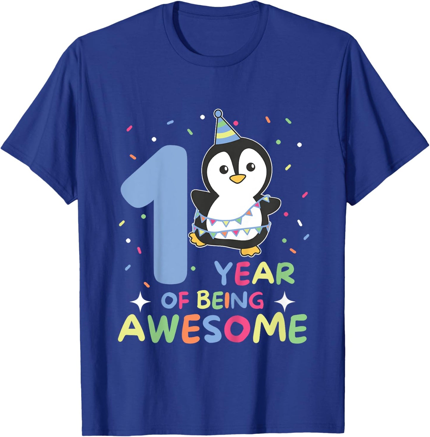 Penguin For 1st Birthday For Children One Year Old Penguin T-Shirt - T-Shirt | Royal