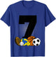 Kids 7th Birthday Sport Ball Kids Boys 7 years Old Birthday T-Shirt - T-Shirt | Royal