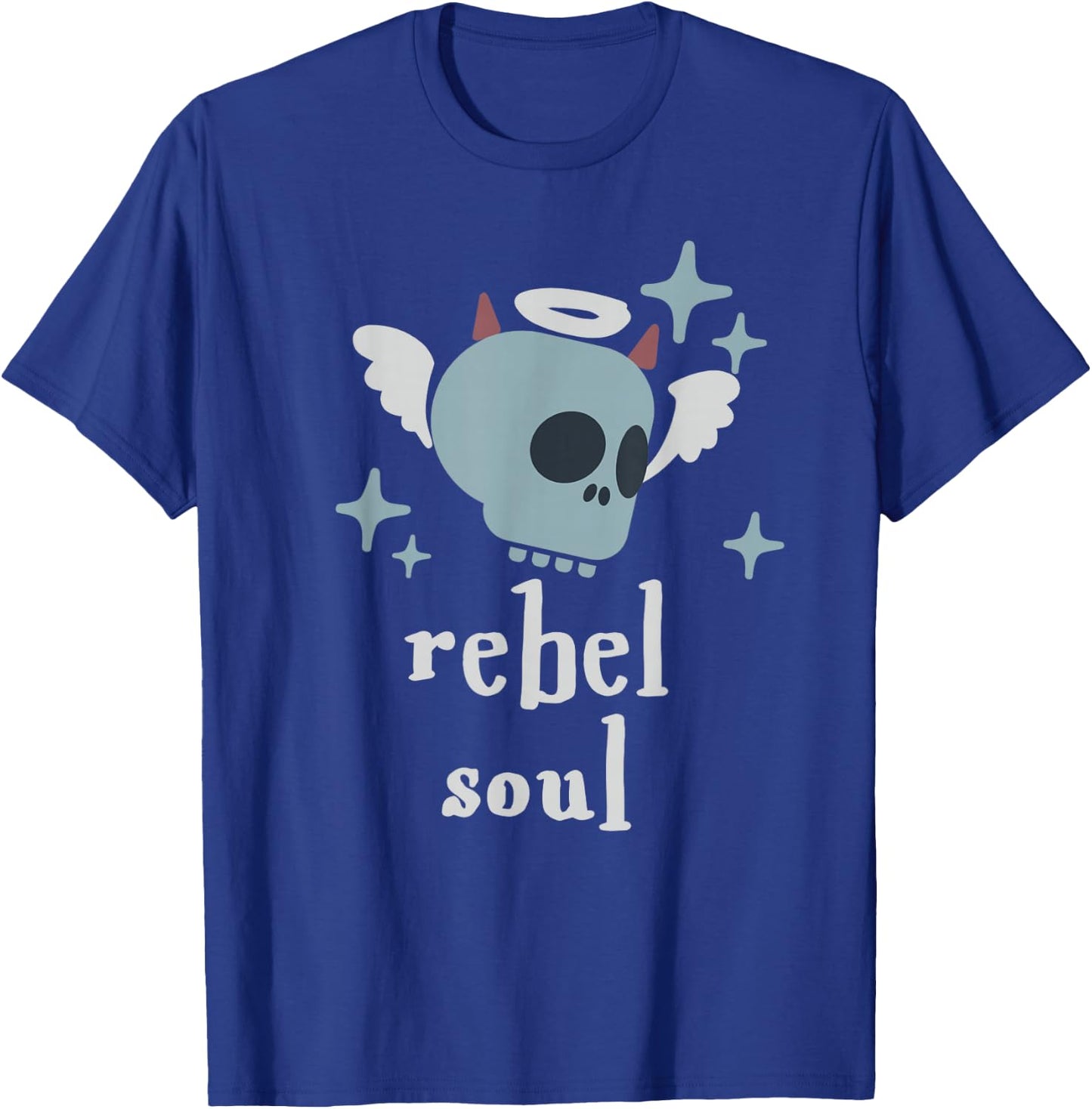 Rebel Soul Flying Skull Gen Z Funny Adult Humor Sassy Retro T-Shirt - T-Shirt | Royal