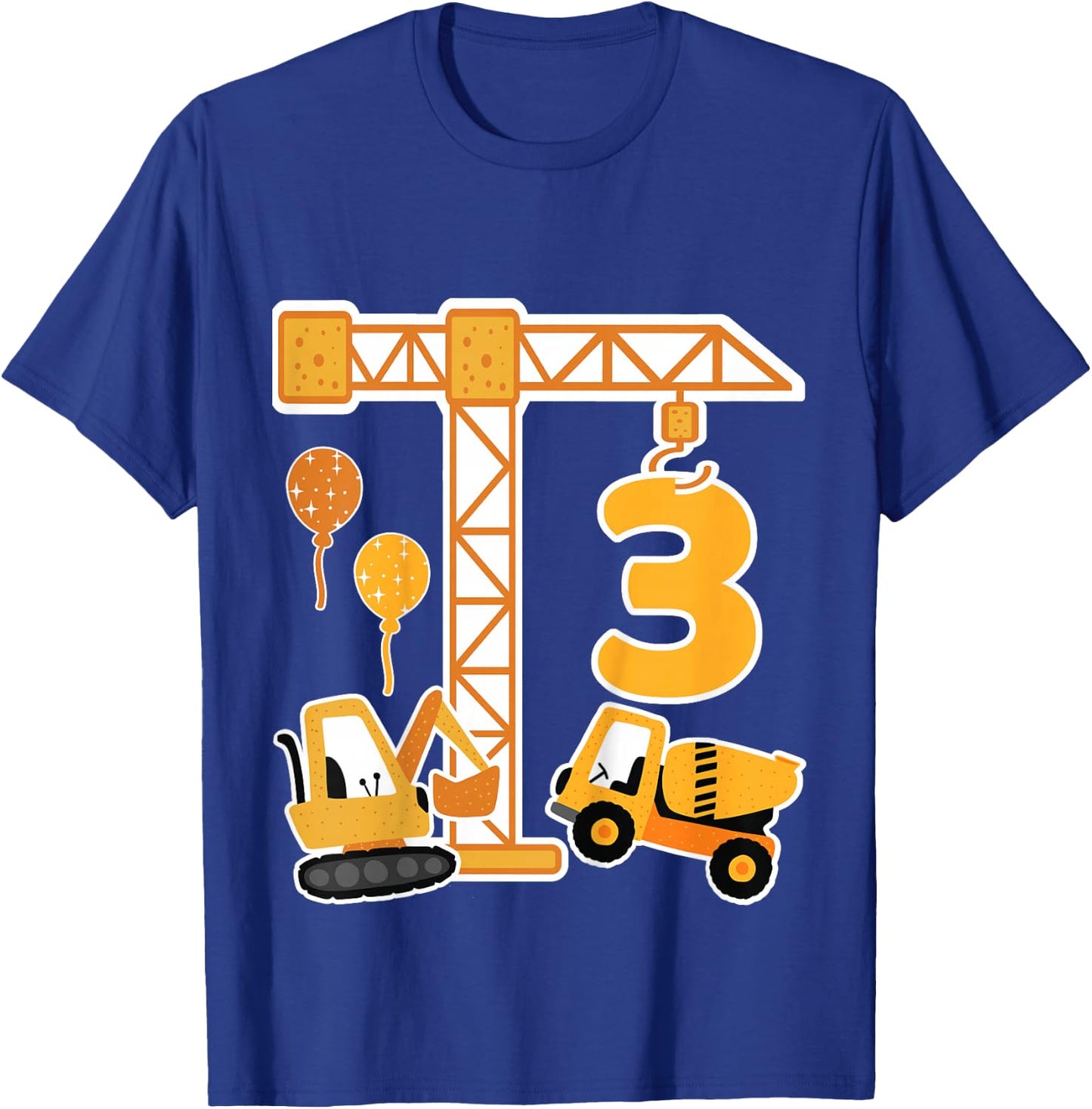 Child 3rd Birthday Excavator 3 Years Construction Boy T-Shirt - T-Shirt | Royal