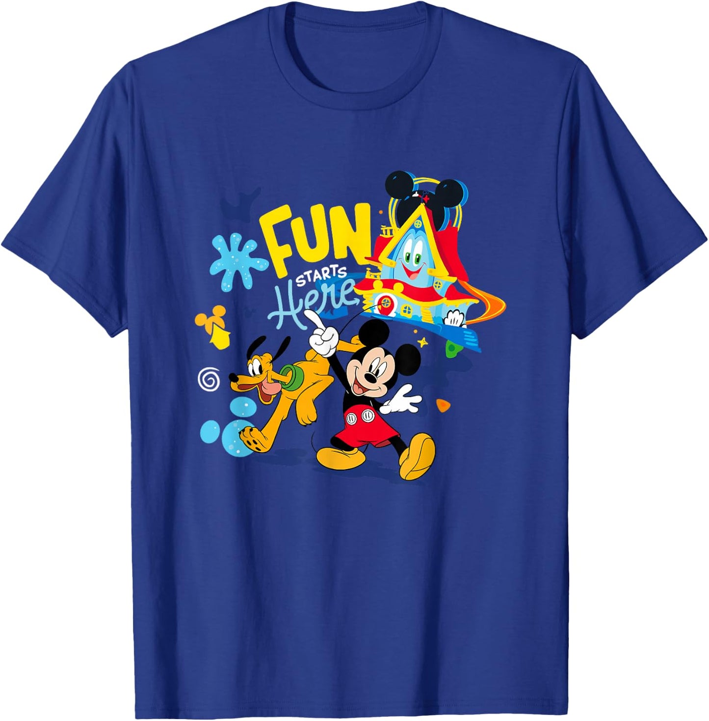 Disney Mickey And Friends Fun Starts Here Funhouse Group T-Shirt - T-Shirt | Royal