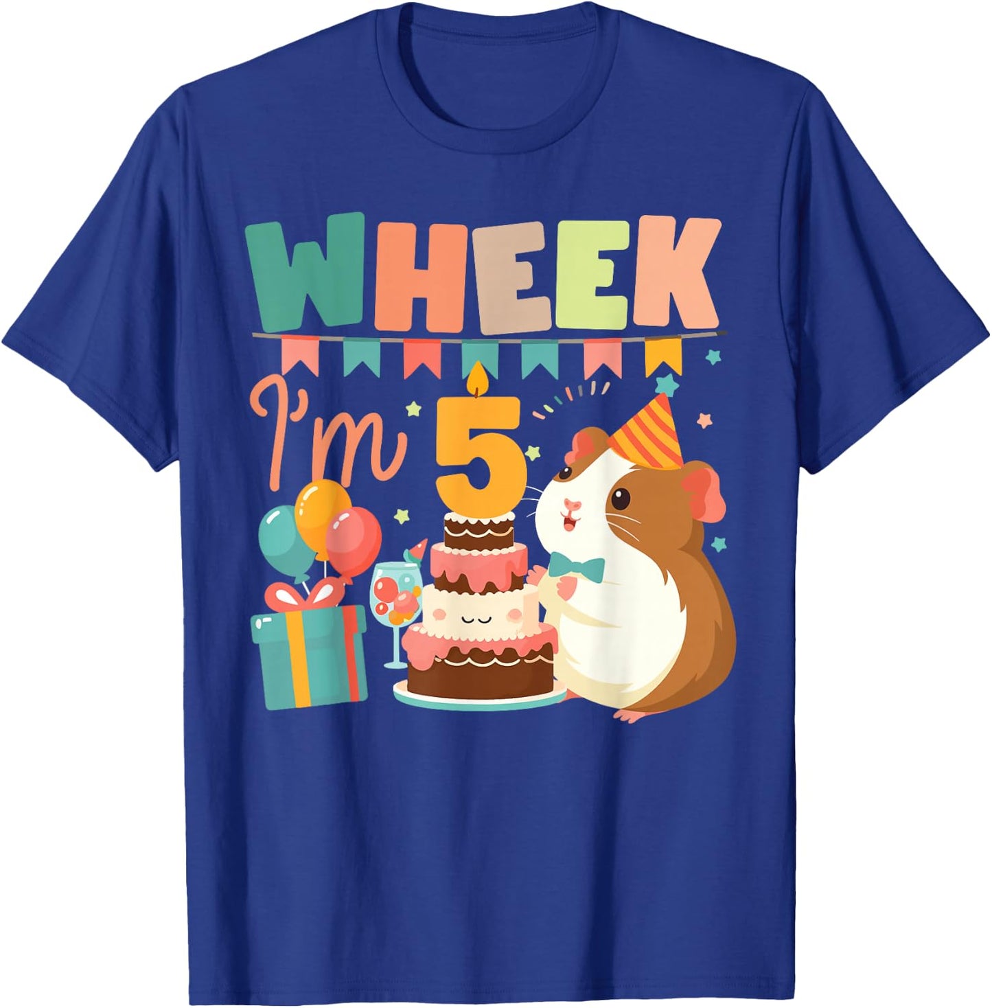 Guinea Pig 5th Birthday Wheek I'm 5 T-Shirt - T-Shirt | Royal