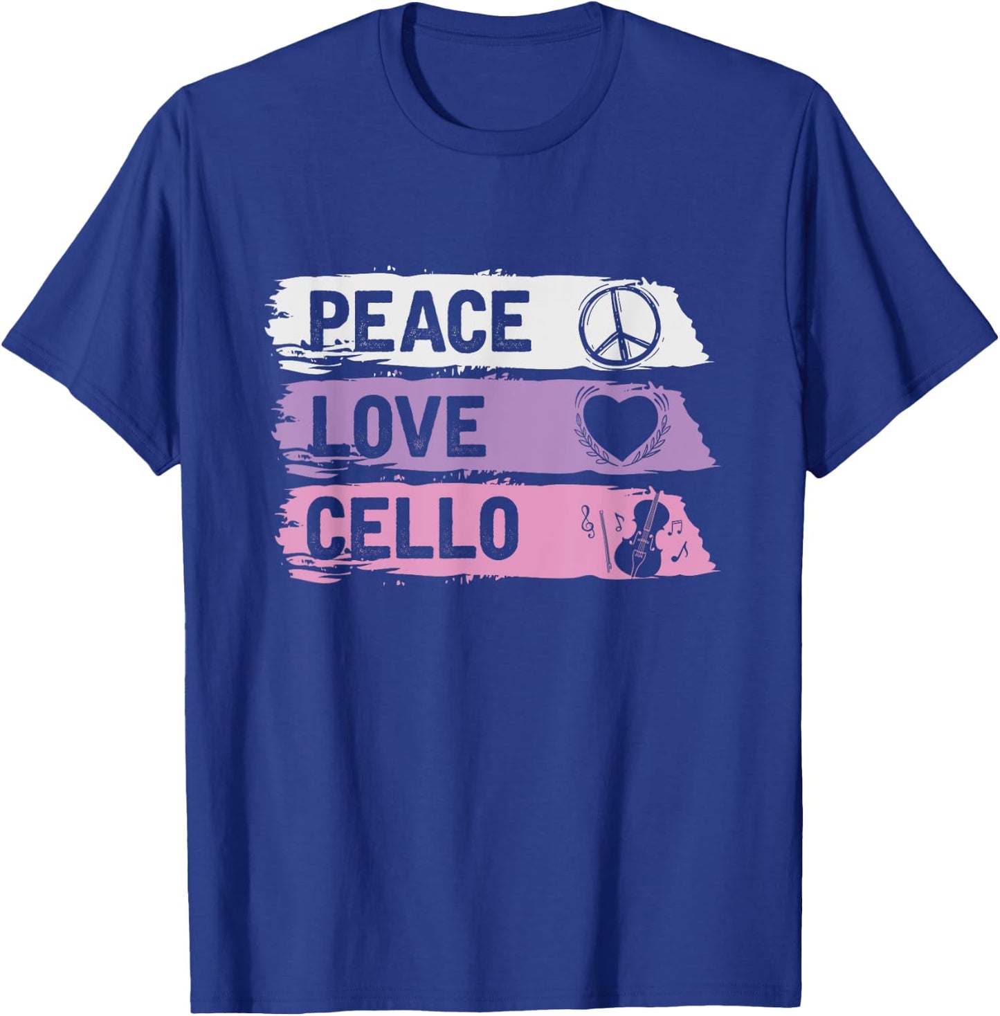 Hippie Cello Player Gift Peace Love Cello T-Shirt - T-Shirt | Royal