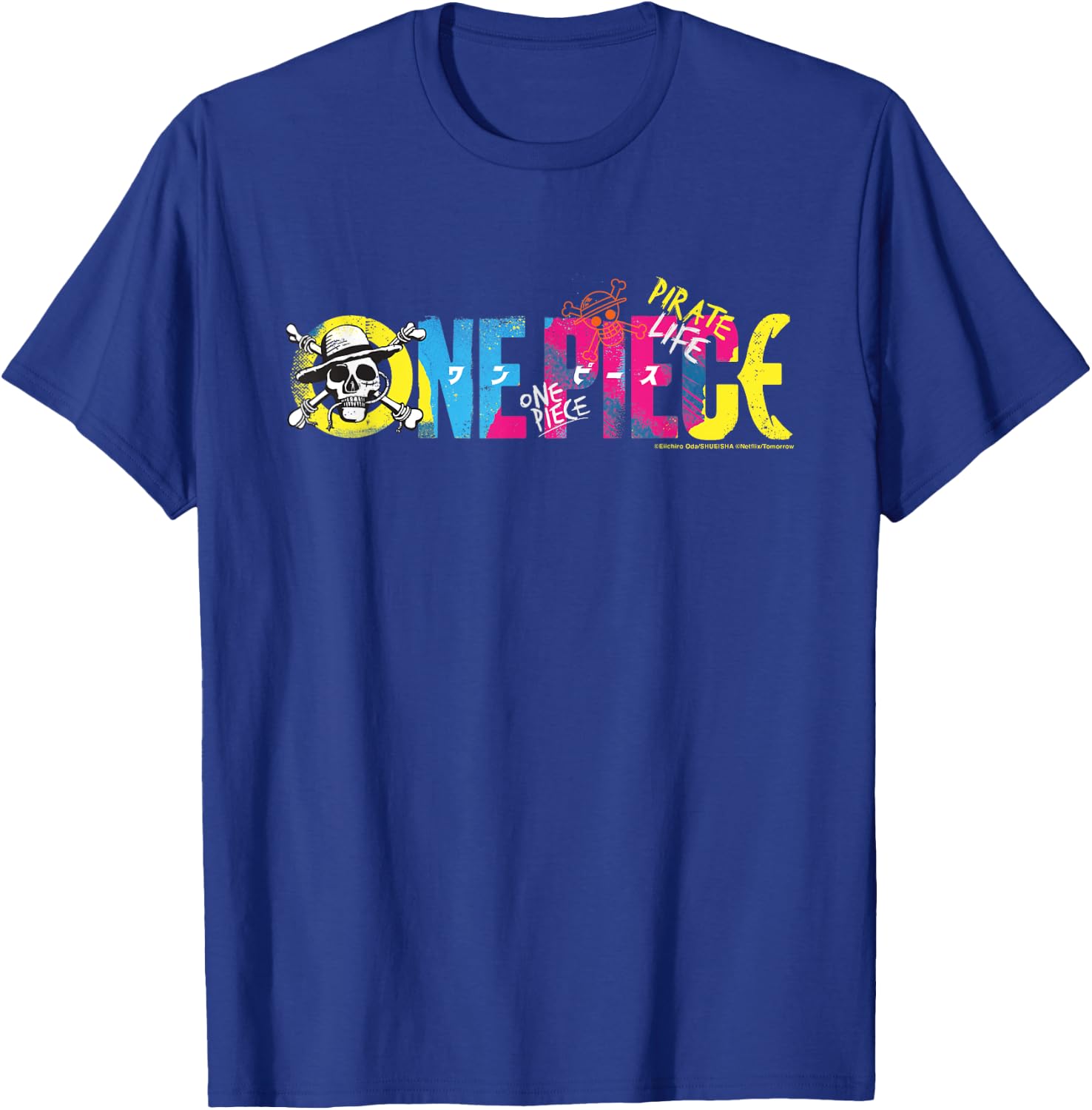 One Piece Anime Pirate Life Straw Hat Logo Pirates , Black, S T-Shirt - T-Shirt | Royal