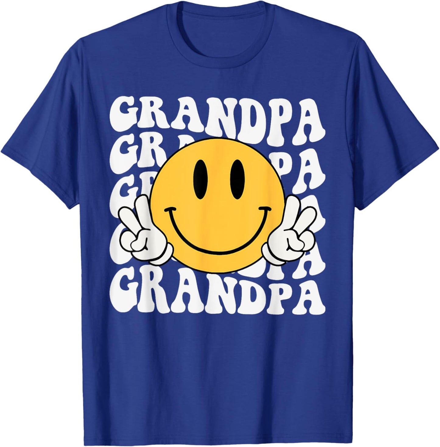 Grandpa One Happy Dude Birthday Family Matching Smile Face T-Shirt - T-Shirt | Royal