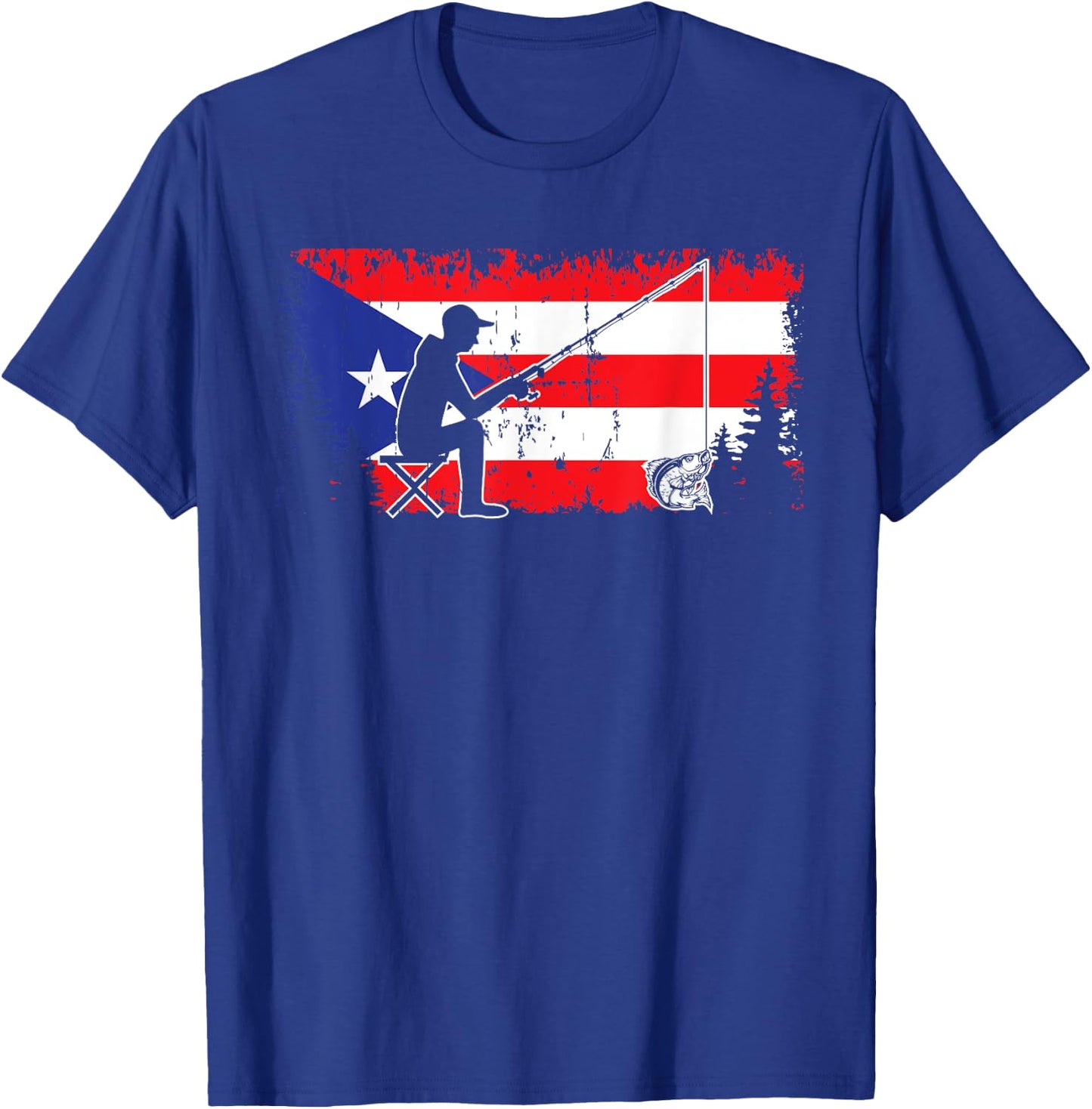 Puerto Rico Flag Cool Dad Fishing Design Fisherman Father T-Shirt - T-Shirt | Royal