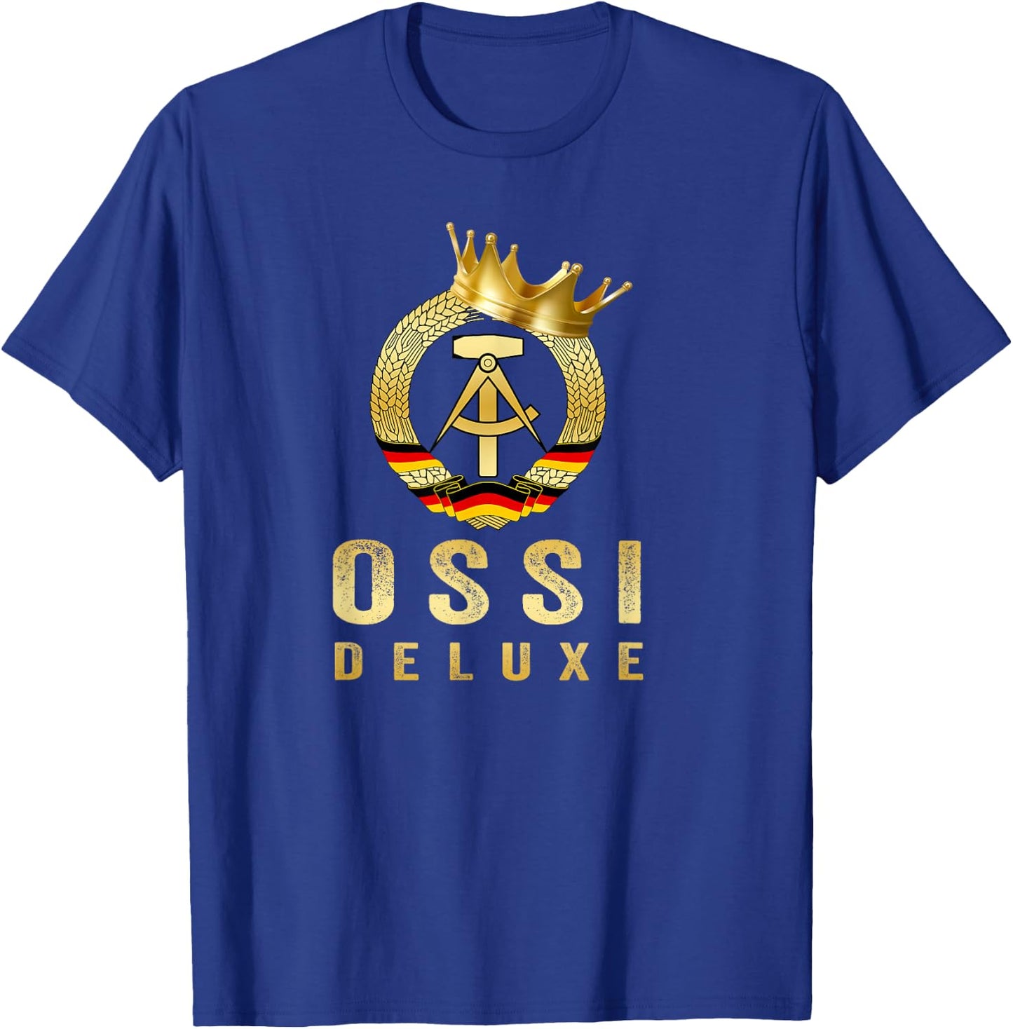 Ossi Delxue – Golden GDR Crest with Crown – East Germany , black T-Shirt - T-Shirt | Royal