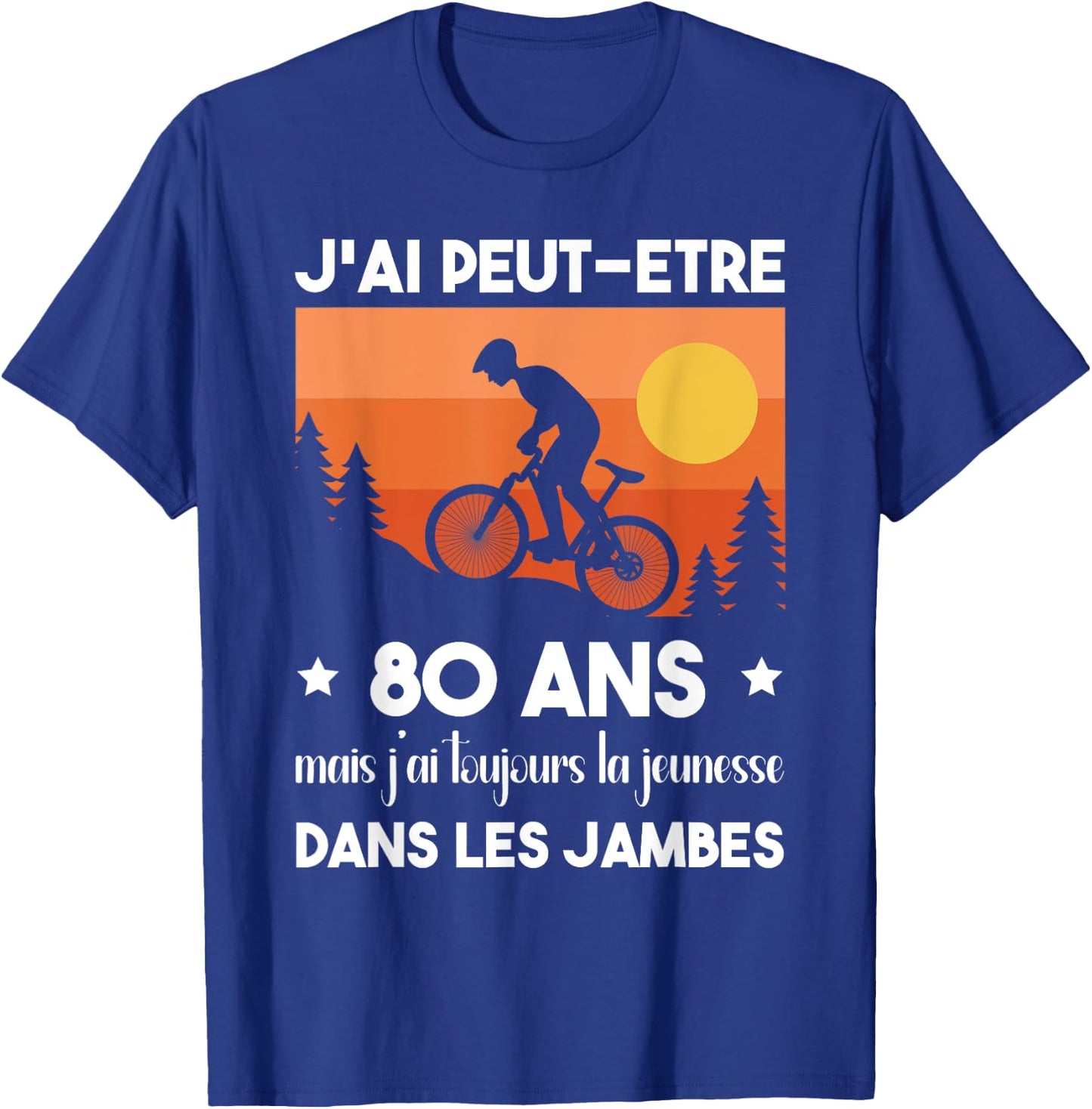 80 Years Birthday Bicycle Vintage Humor Cycling , Black, S T-Shirt - T-Shirt | Royal