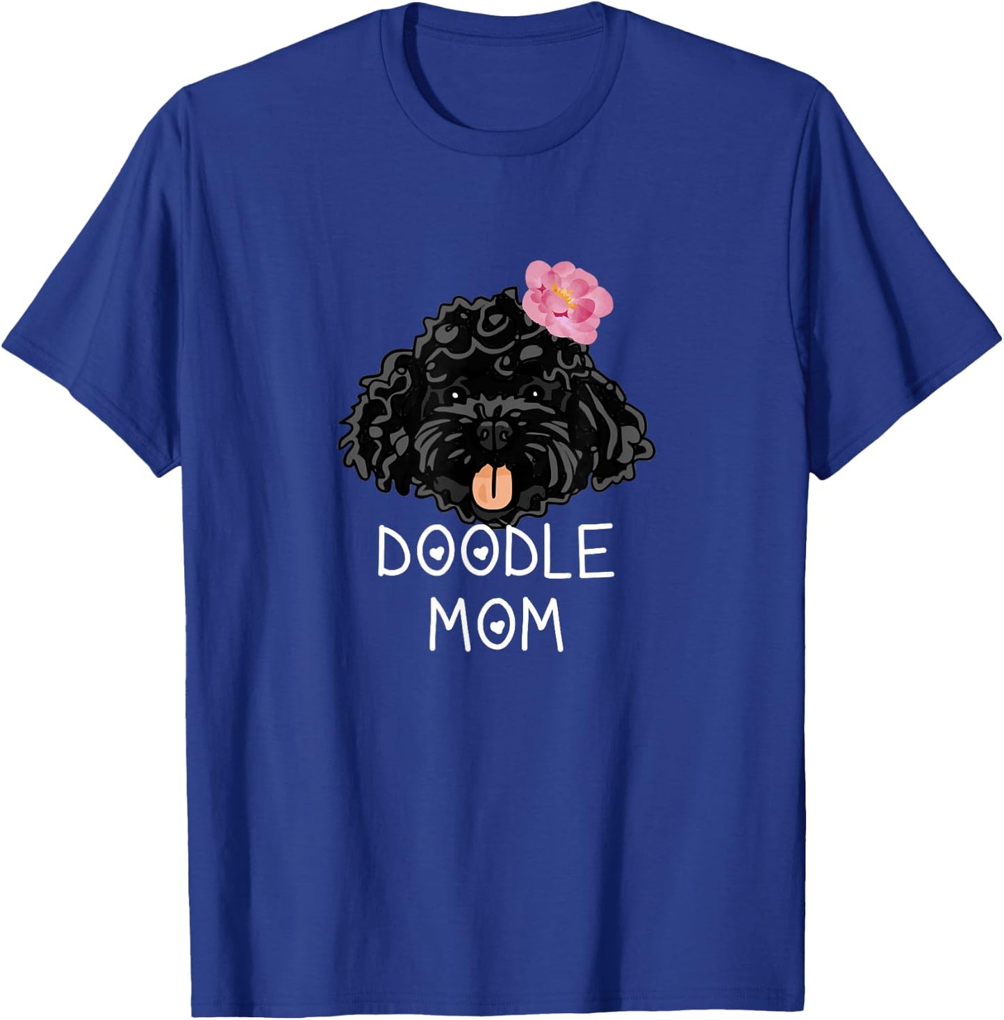Cute Black Labradoodle doodle with flower T-Shirt - T-Shirt | Royal
