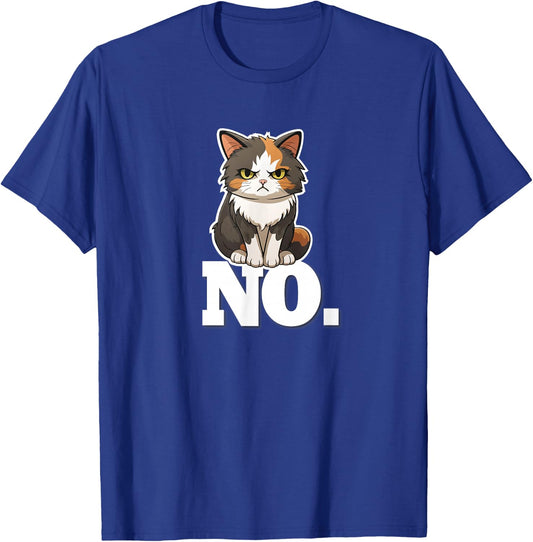 Kids Girls Kawaii Grumpy NO Calico Cat Lover T-Shirt - T-Shirt | Royal