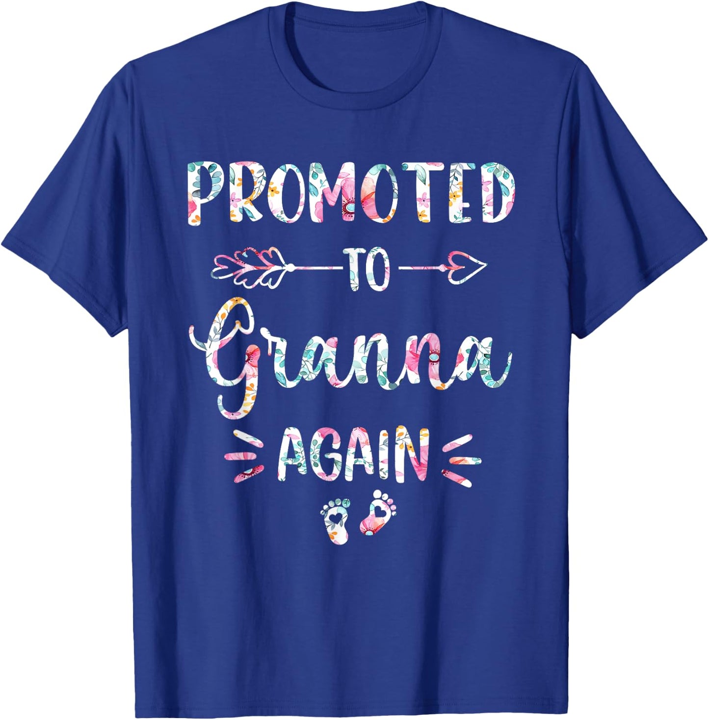 Promoted To Granna Again Flower Cute T-Shirt - T-Shirt | Royal