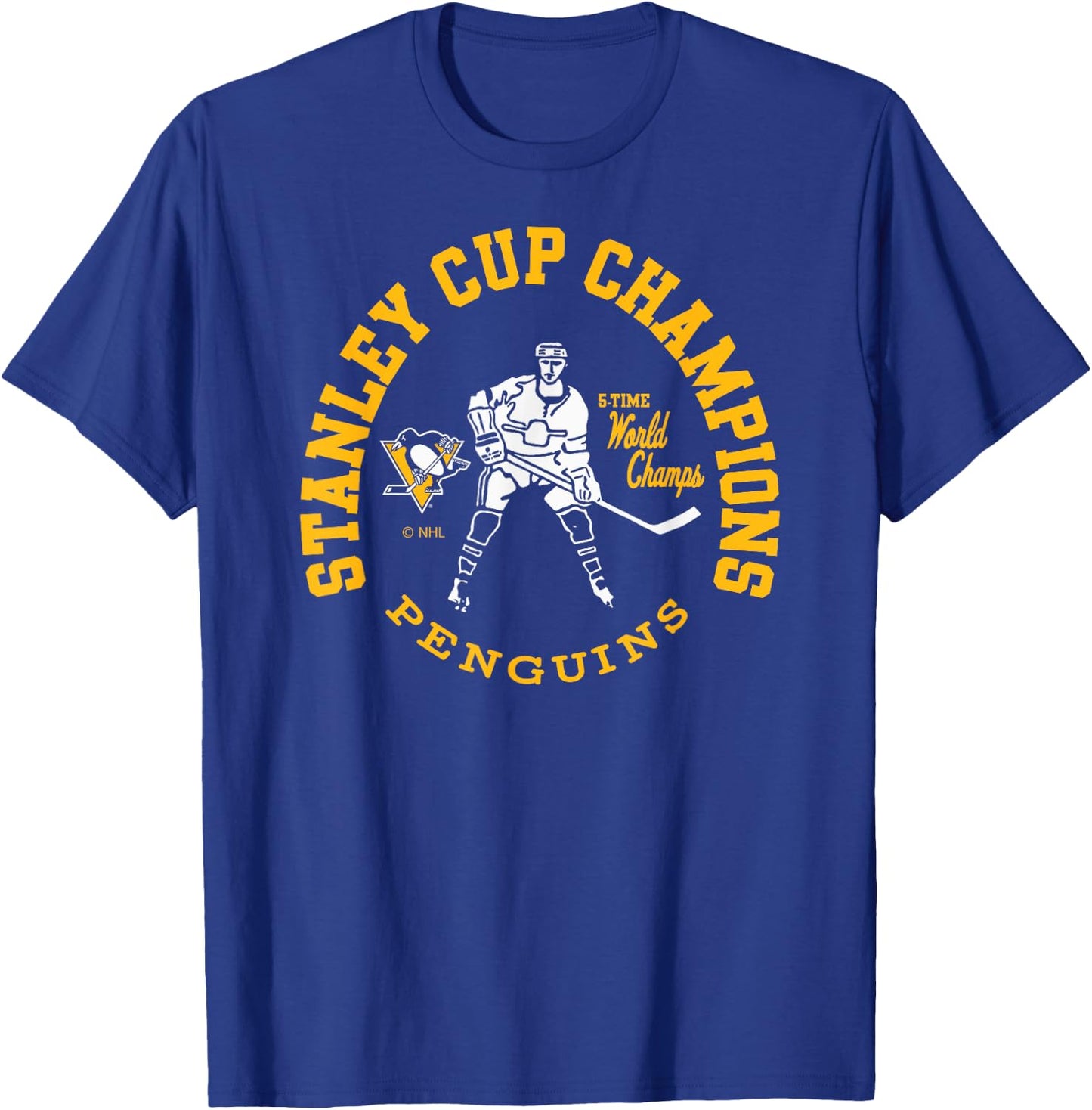 Pittsburgh Penguins Stanley Cup Champions 5-Time Black T-Shirt - T-Shirt | Royal