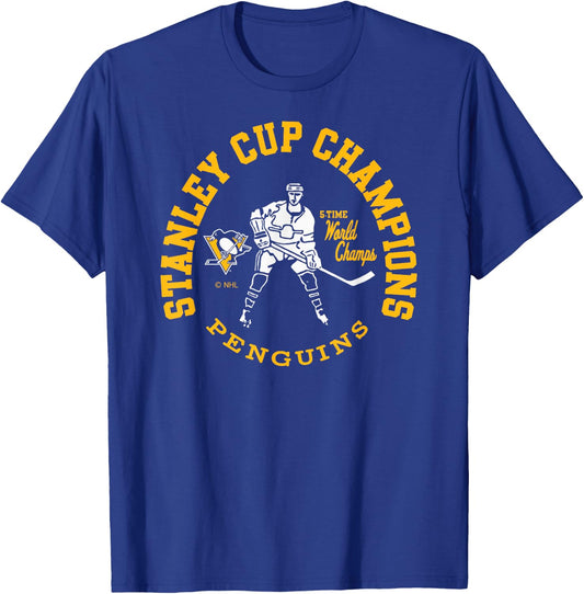Pittsburgh Penguins Stanley Cup Champions 5-Time Black T-Shirt - T-Shirt | Royal