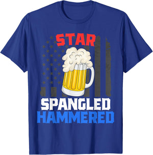 Patriotic Beer Drinking Star Spangled Hammered 4th of July T-Shirt - T-Shirt | Royal