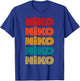 Niko Name, Retro Given Name Colorful Inline Font T-Shirt - T-Shirt | Royal