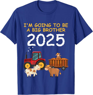 Kids Tractor with cow I'm going to be a big brother 2025 T-Shirt - T-Shirt | Royal