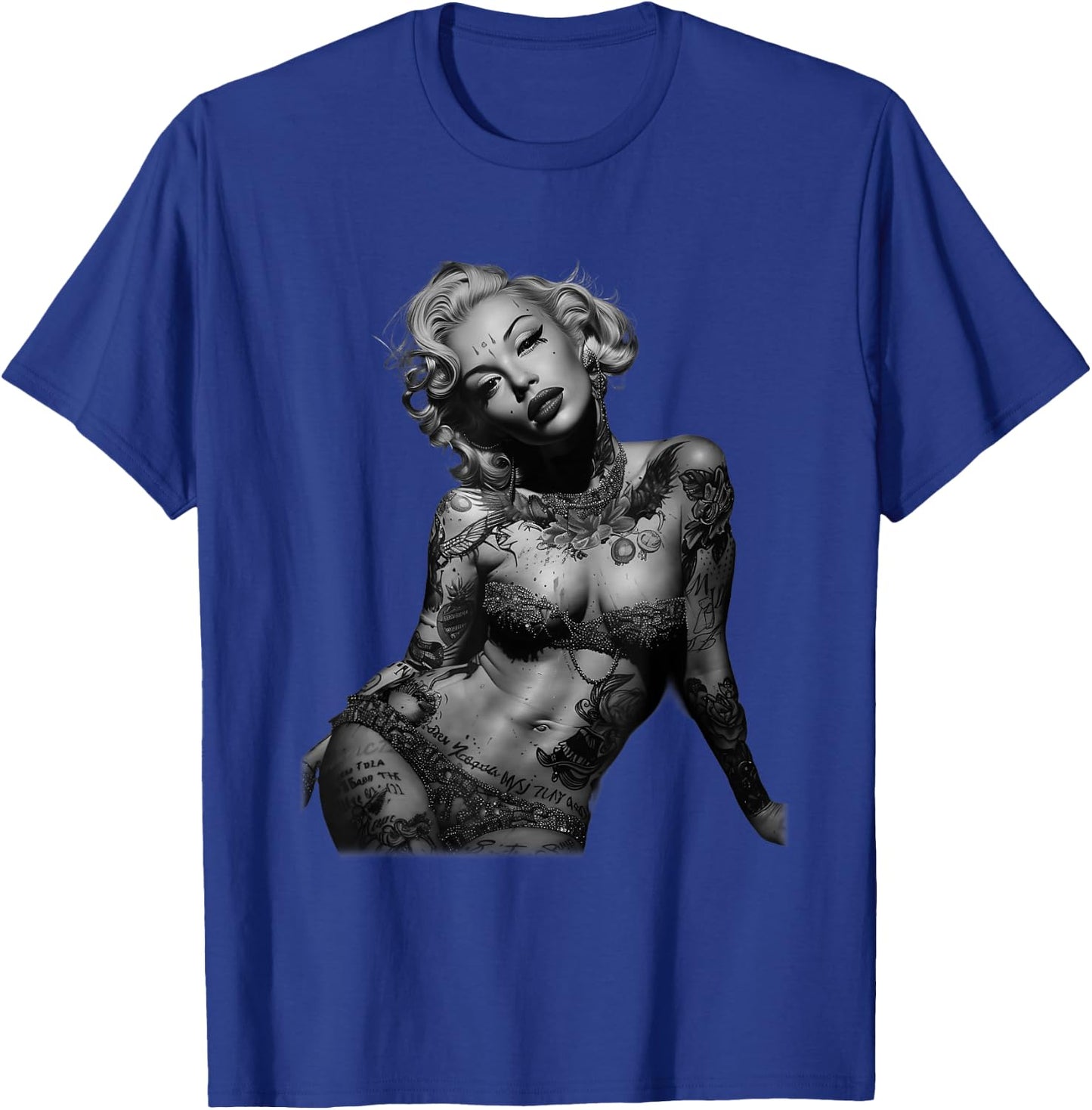 Retro Pinup Sexy Tattoo Girl , black T-Shirt - T-Shirt | Royal