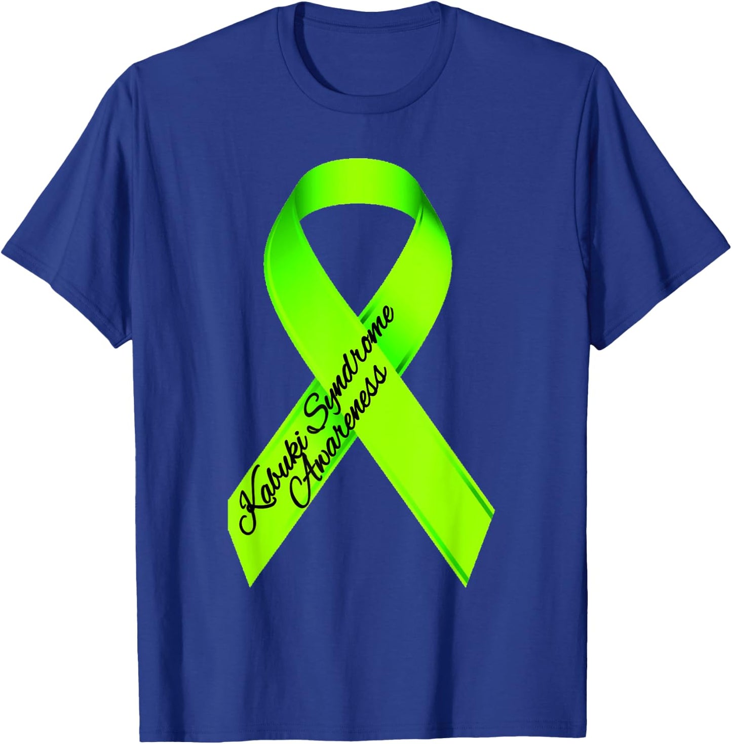 Kabuki Syndrome Awareness Lime Green Graffiti Ribbon T-Shirt - T-Shirt | Royal