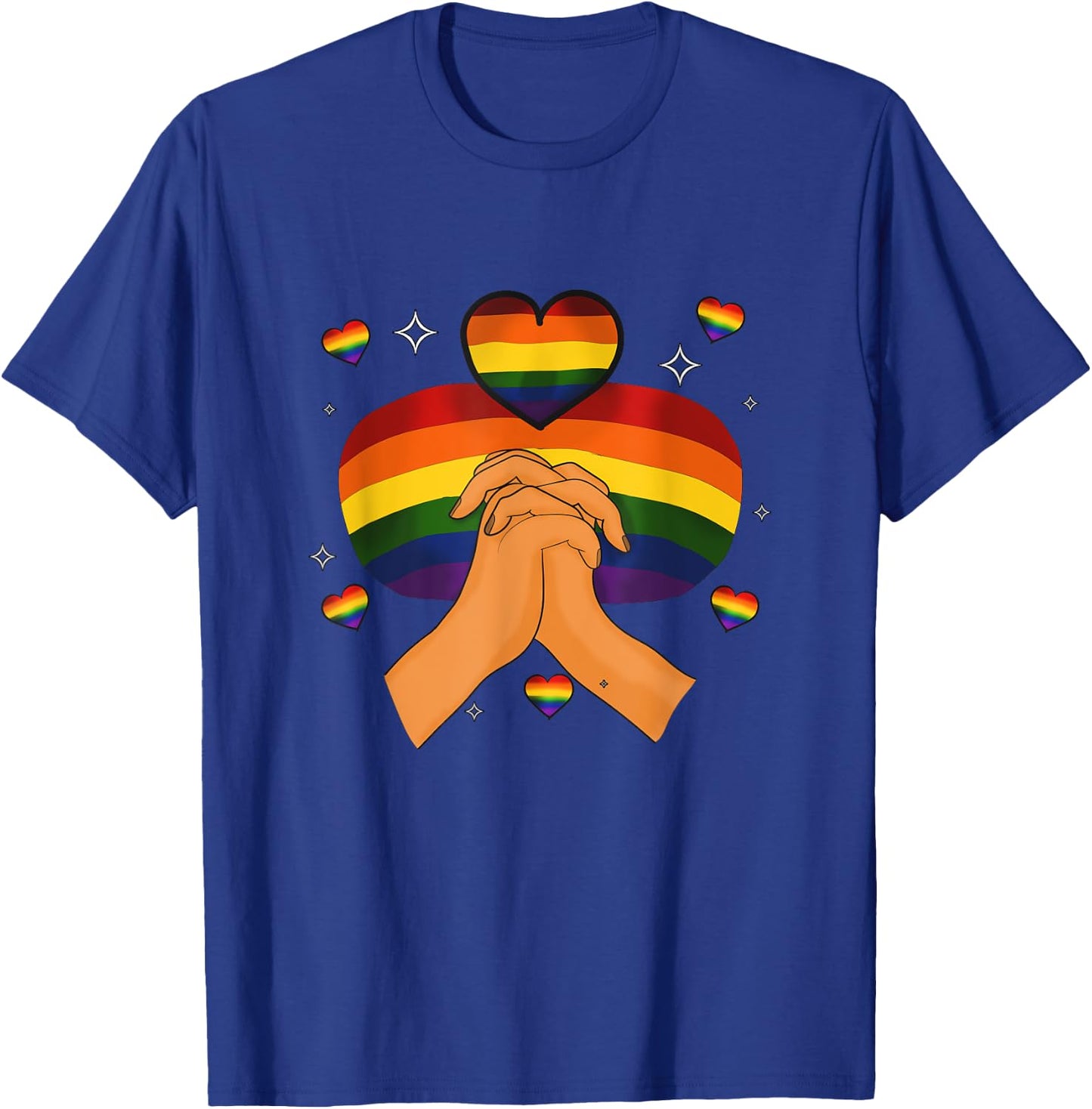 Gay Pride Month LGBTQ LGBT Rainbow Flag Men Holding Hands T-Shirt - T-Shirt | Royal