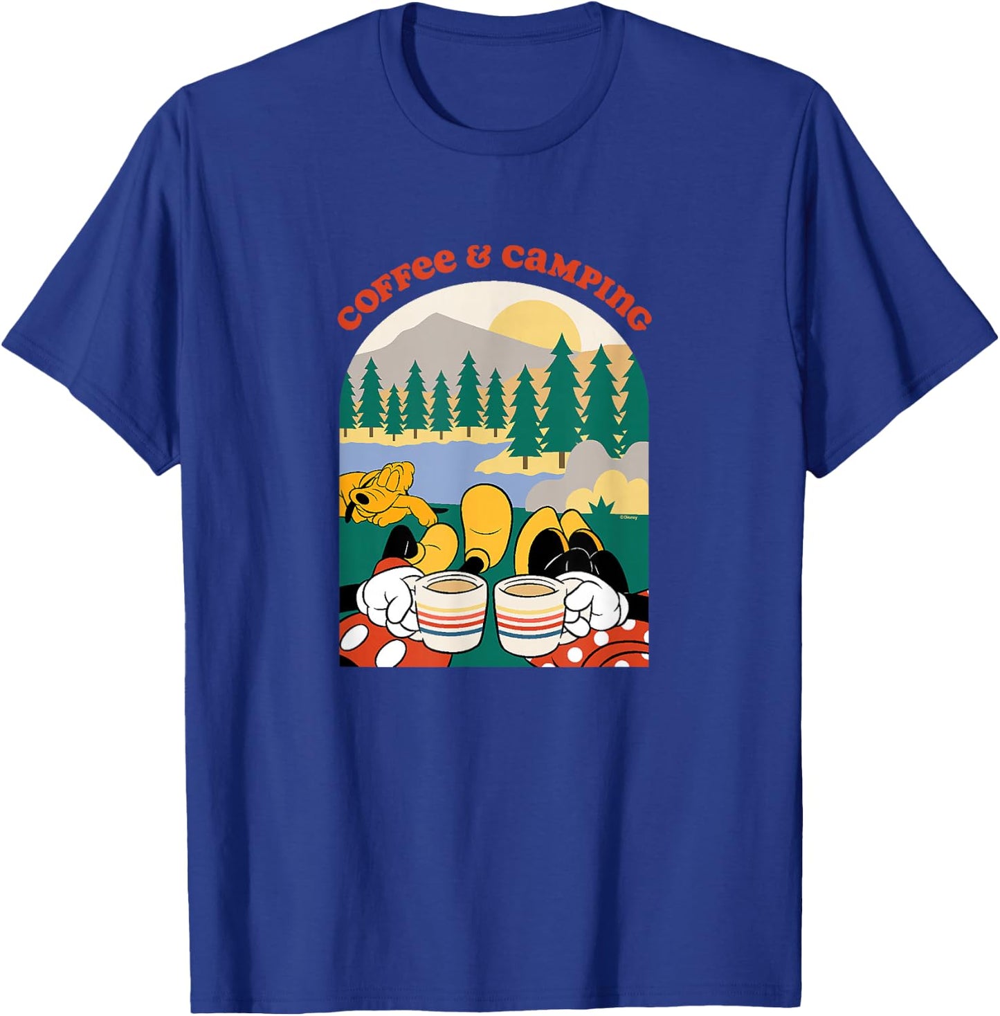 Mickey & Minnie Mouse - Coffee & Camping T-Shirt - T-Shirt | Royal