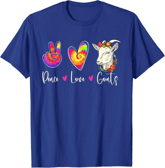 Peace Love Goats - Goat Whisperer Farm Animal Lover Farmer T-Shirt - T-Shirt | Royal