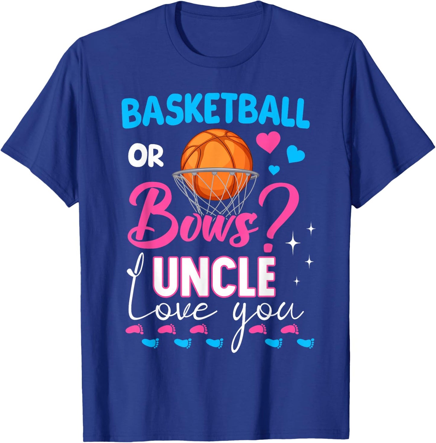 Basketball or Bows Uncle Loves You 2025 Gender Reveal T-Shirt - T-Shirt | Royal