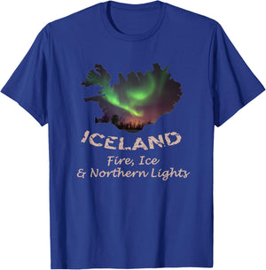 Iceland - Fire Ice & Northern Lights Aurora T-Shirt - T-Shirt | Royal