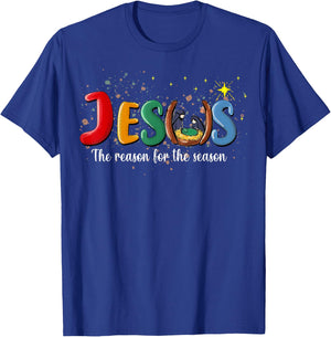 Christian Jesus The Reason Christmas Holiday Season Xmas T-Shirt - T-Shirt | Royal