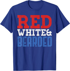 Red White And Bearded Funny 4th Of July Pride Patriot Men T-Shirt - T-Shirt | Royal