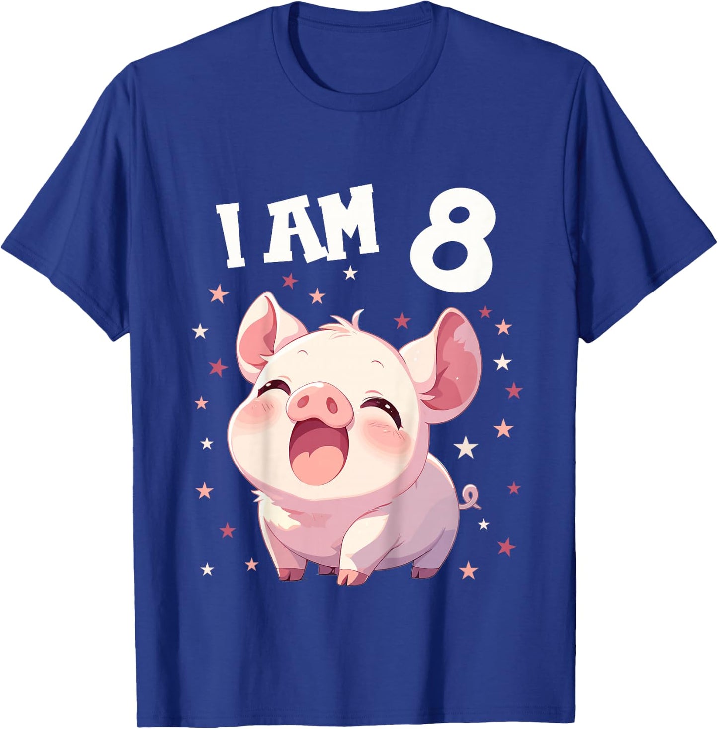 Kids 8 Years old 8 birthday Pigs Boy Girl Pig T-Shirt - T-Shirt | Royal