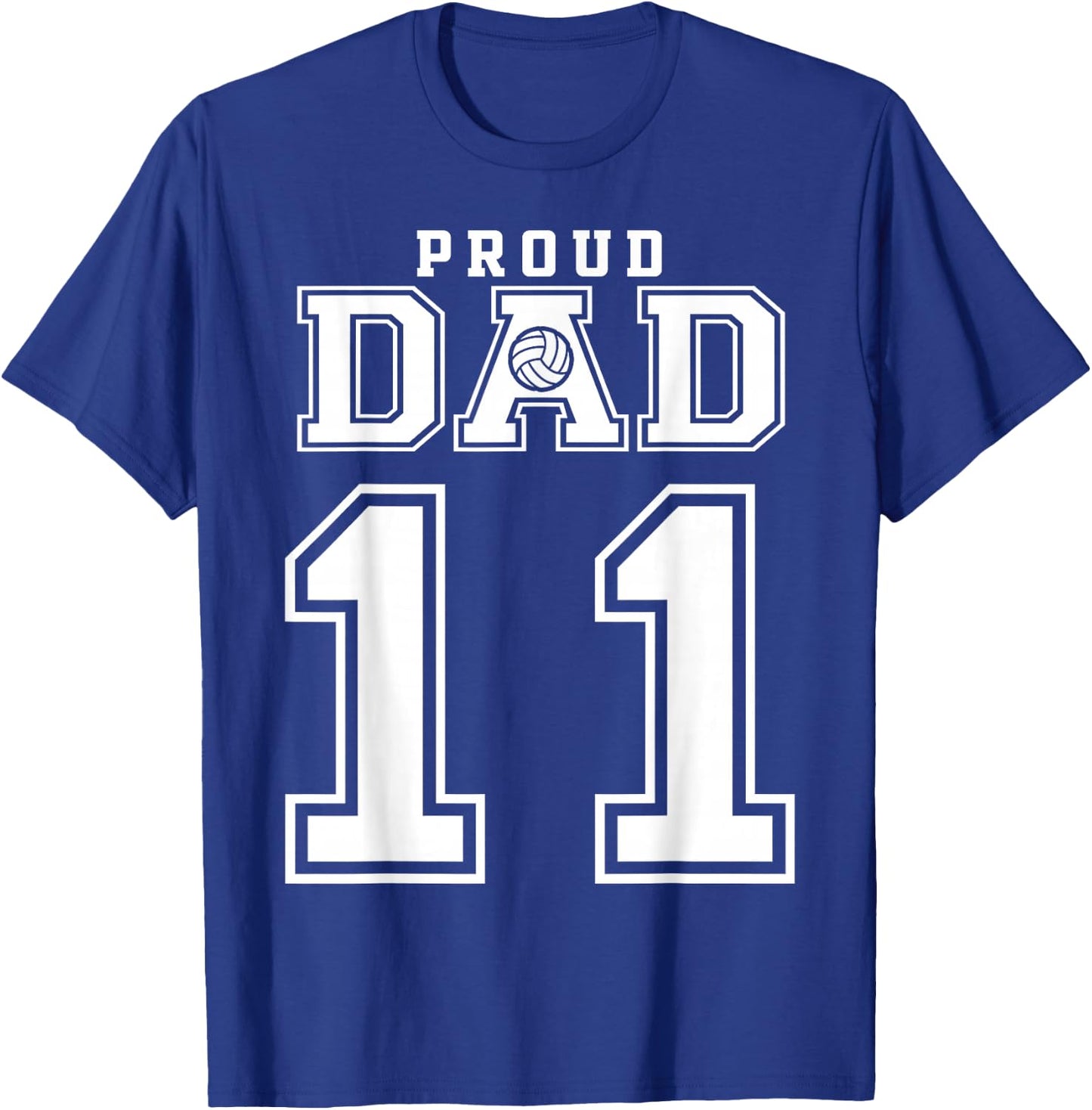 Custom Proud Volleyball Dad Number 11 Personalized T-Shirt - T-Shirt | Royal