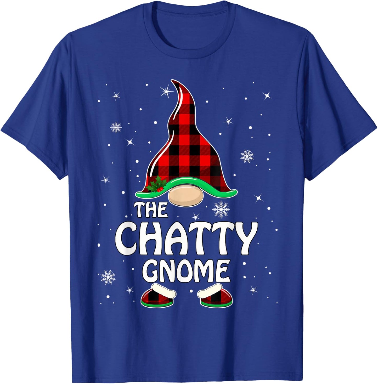 Chatty Gnome Buffalo Plaid Matching Family Christmas Pajama T-Shirt - T-Shirt | Royal