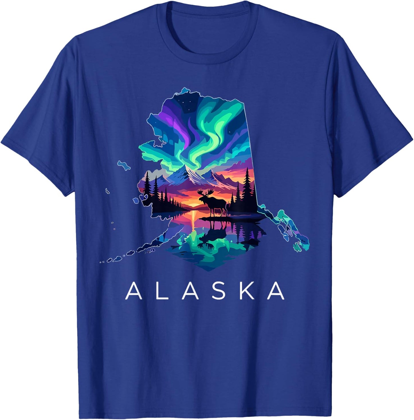 Alaska Moose Animal Alaskan Map T-Shirt - T-Shirt | Royal