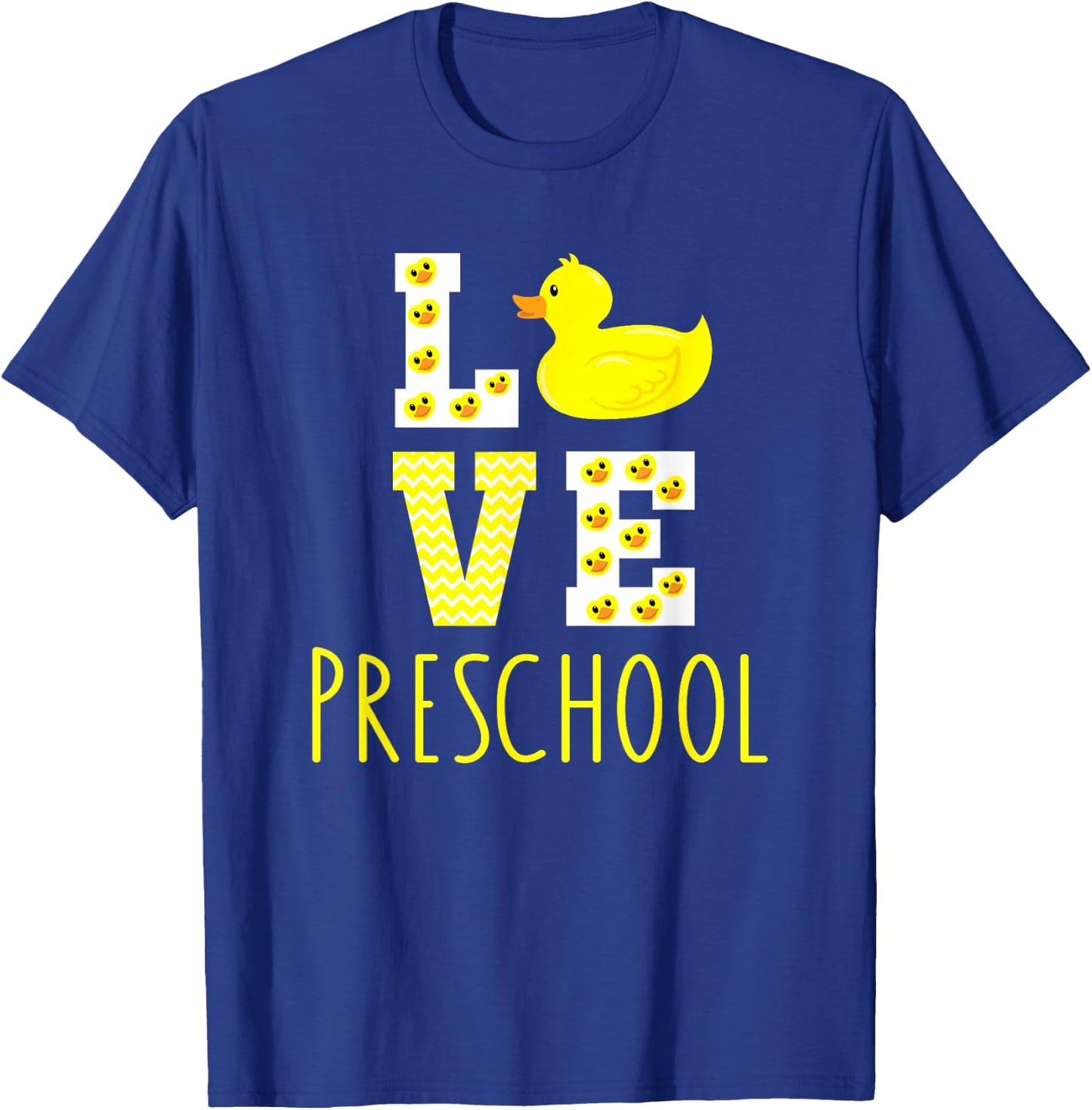 Love Preschool Back To School Yellow Duck Preschool Teacher T-Shirt - T-Shirt | Royal