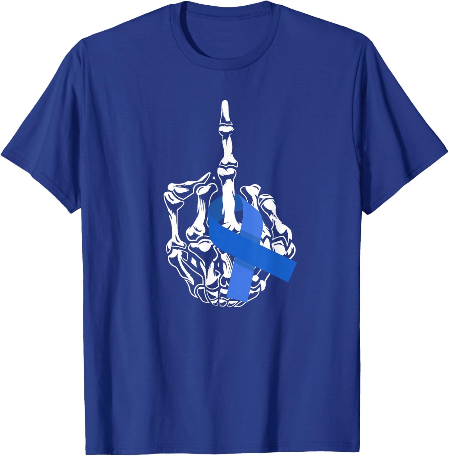 Fuck Colon Cancer Middle Finger Ribbon Colon Cancer T-Shirt - T-Shirt | Royal