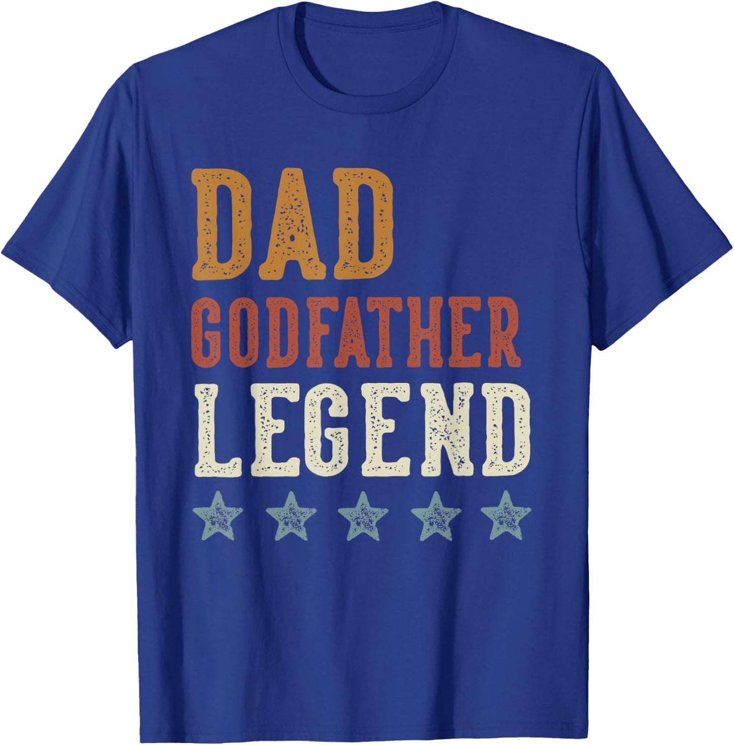 Dad Godfather Legend - Classic Retro Distressed Lettering T-Shirt - T-Shirt | Royal
