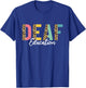 Deaf Education Half Leopard DHH Funny Deaf ASL Teacher T-Shirt - T-Shirt | Royal