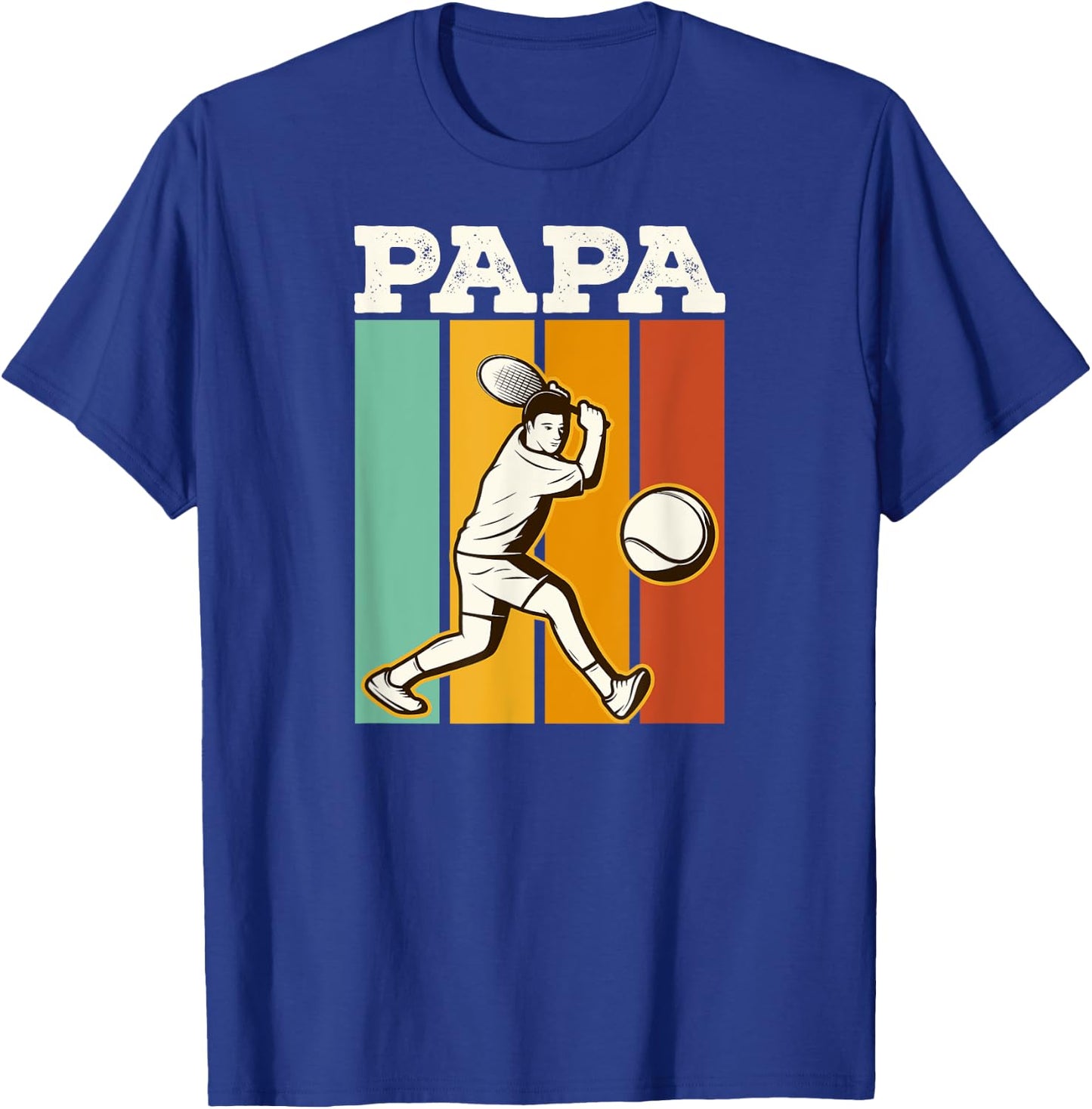 Tennis Papa 70s Retro Style Tennis Fathers Day T-Shirt - T-Shirt | Royal