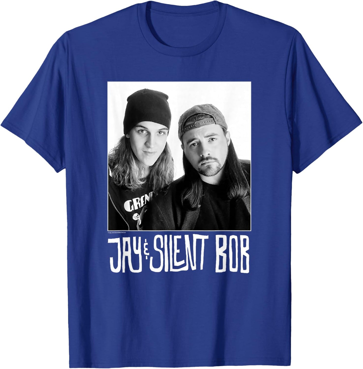 Jay & Silent Bob Close Up Black & White Portrait T-Shirt - T-Shirt | Royal