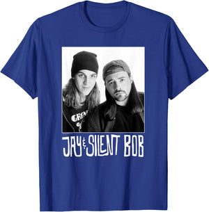 Jay & Silent Bob Close Up Black & White Portrait T-Shirt - T-Shirt | Royal