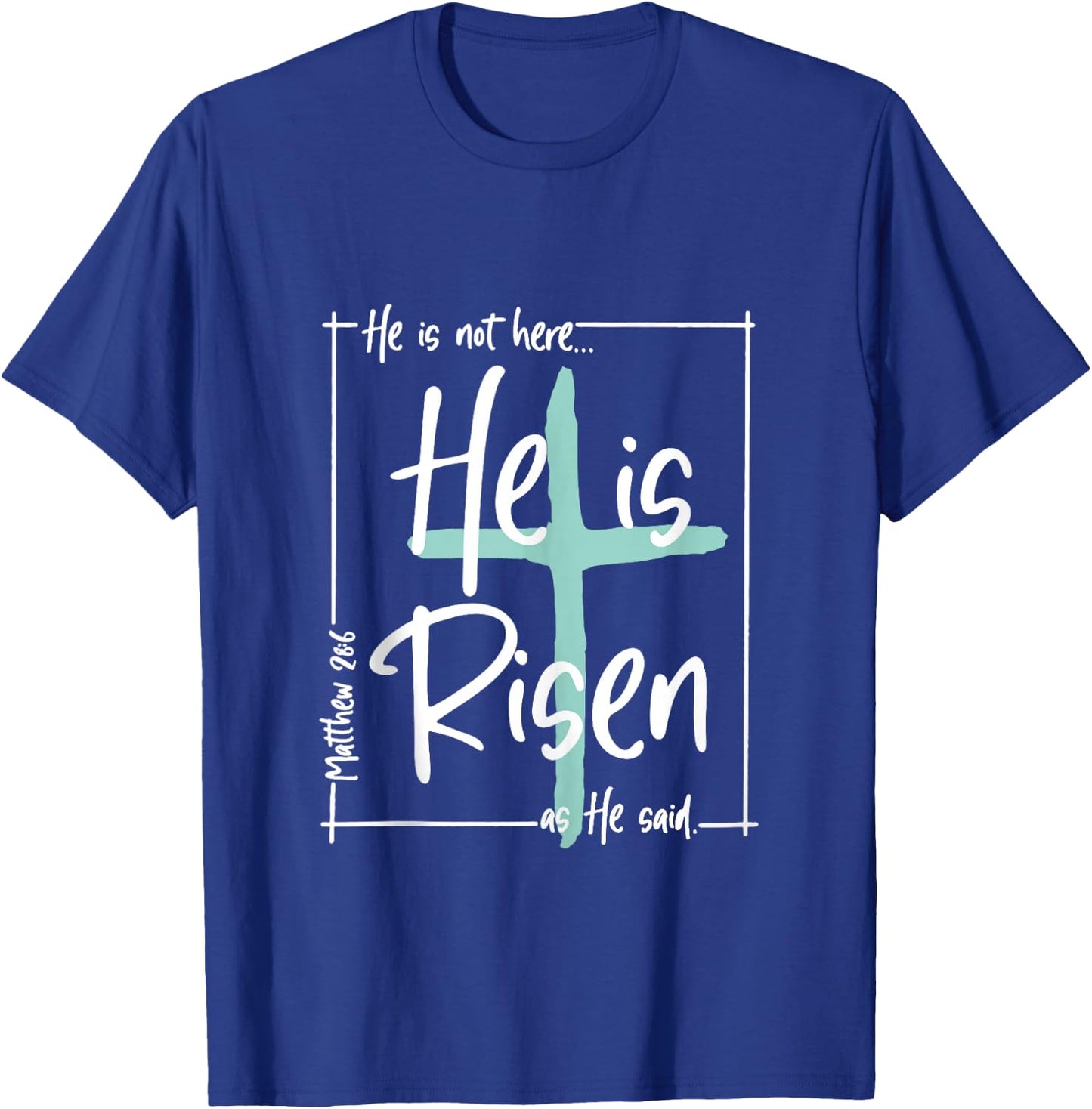 He Is Risen Shirt Easter Christian Cross Men Women Kids T-Shirt - T-Shirt | Royal