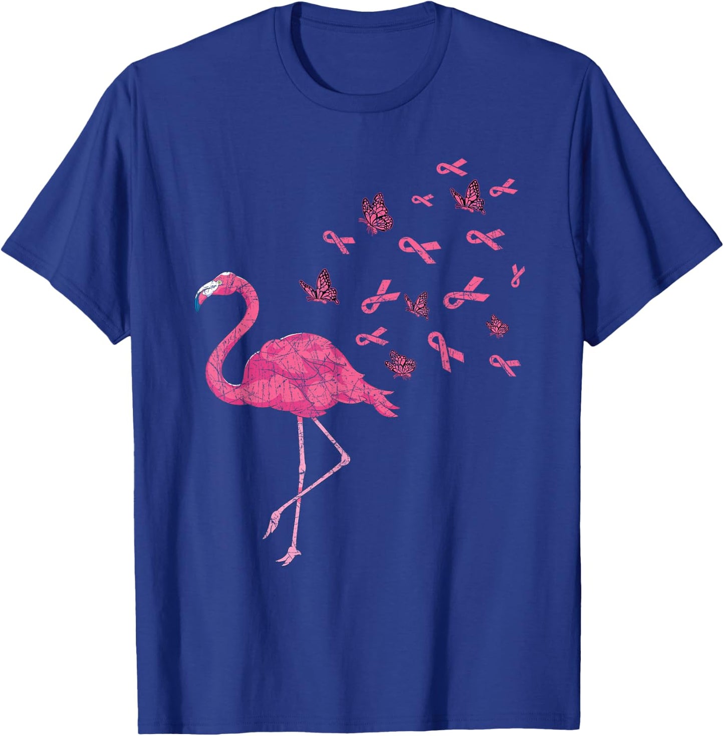 Exotic Bird Flamingo Pink Ribbon Breast Cancer Awareness T-Shirt - T-Shirt | Royal