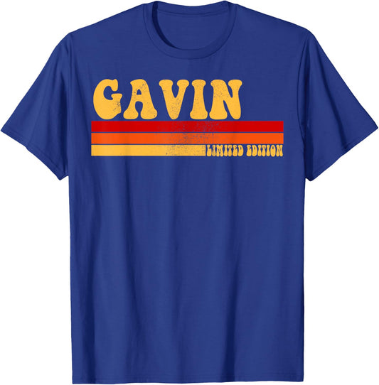 GAVIN Name Personalized Idea Men Retro Vintage GAVIN T-Shirt - T-Shirt | Royal