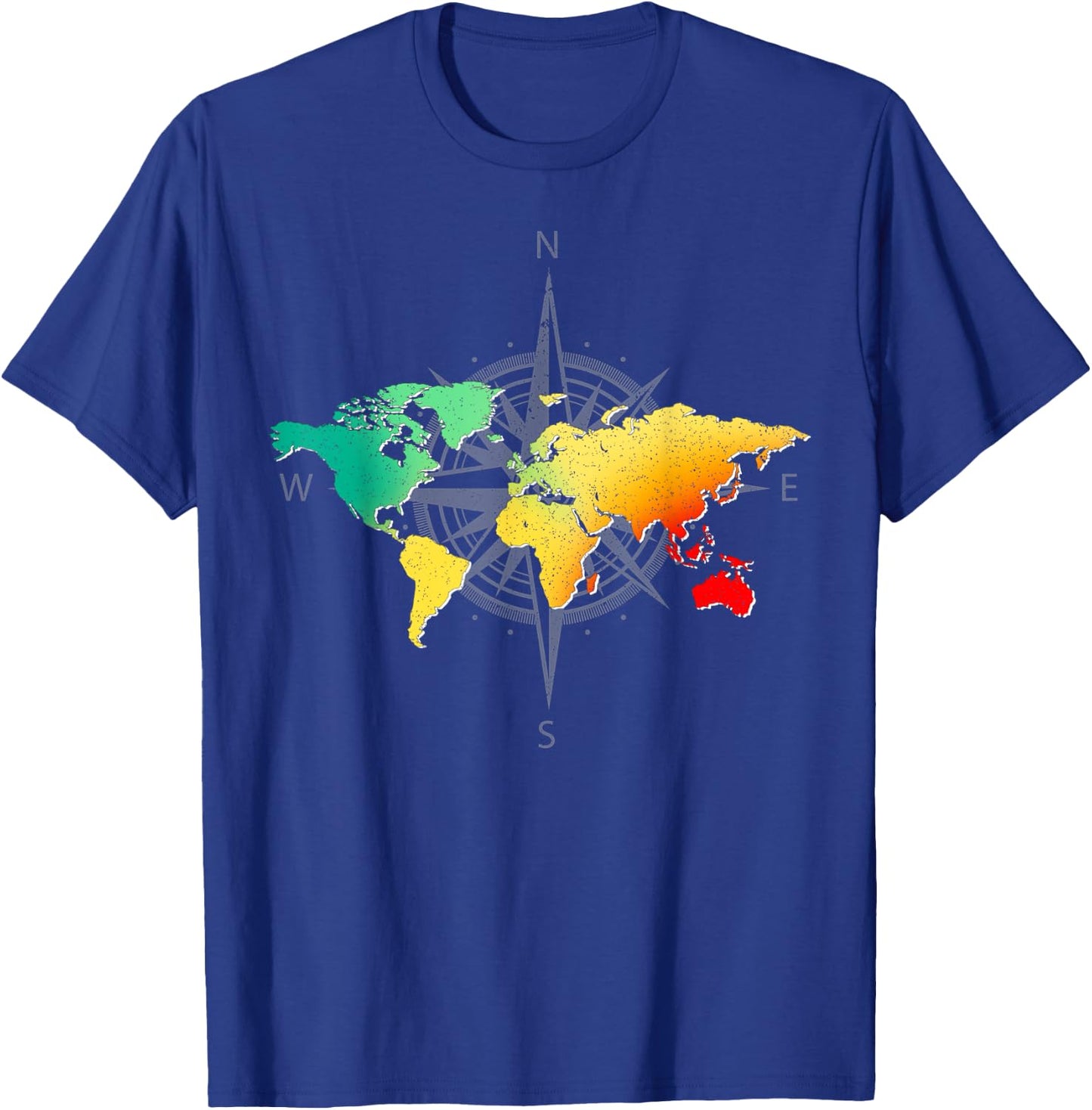 Compass Globe World Travel Colourful World Map, black, s T-Shirt - T-Shirt | Royal