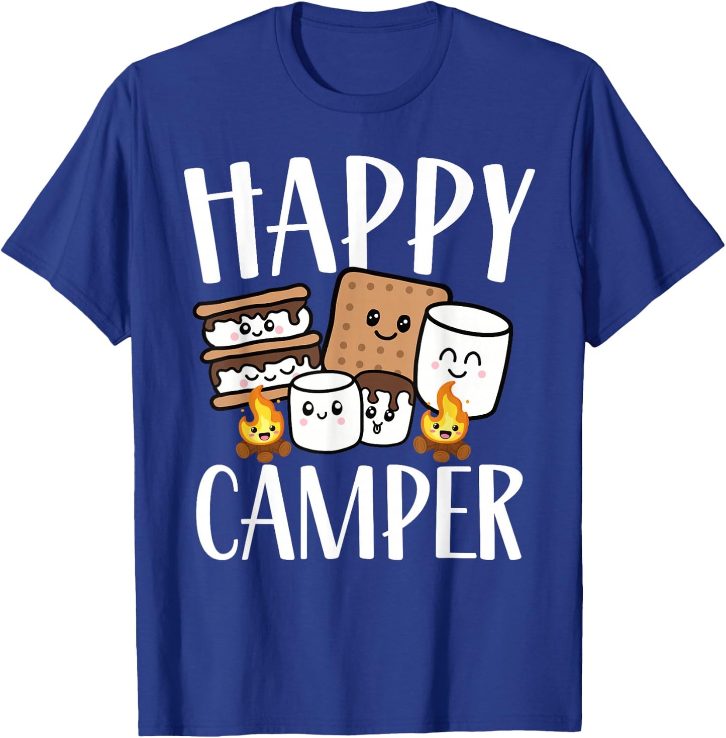 Kawaii Smore Happy Camper Camping Crew Trip Campfire Squad T-Shirt - T-Shirt | Royal