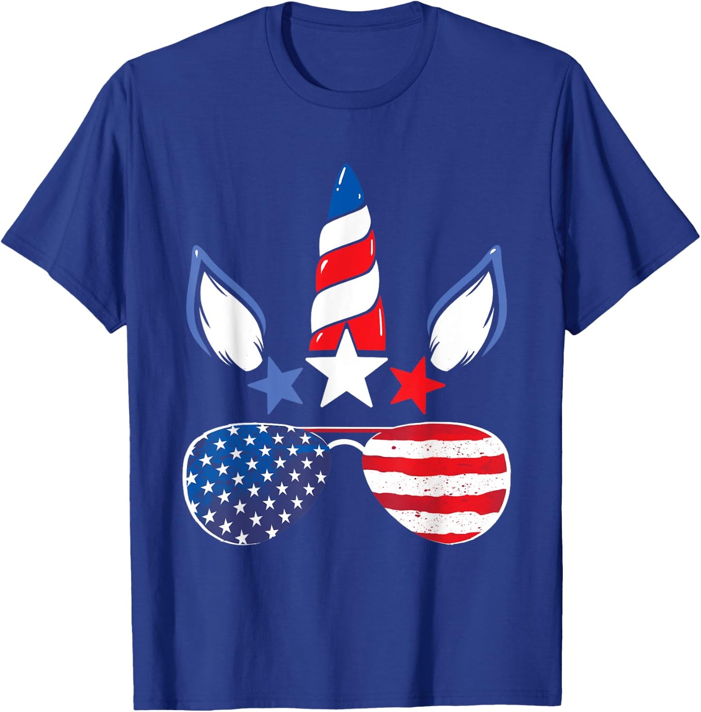 Unicorn 4th of July Girls Kids Women American Flag T-Shirt - T-Shirt | Royal