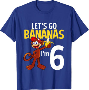 6 Year Old Monkey Birthday Party Zoo Animal Theme 6th Gift T-Shirt - T-Shirt | Royal